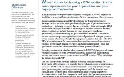 Technology Focus Report on Business Process Management